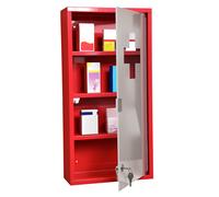 HOMCOM Armadietto Medicinali 4 Livelli Porta in Vetro, Incluse 2 chiavi, 60×30×12cm Rosso Aosom Italy