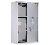 HOMCOM Armadietto medicinali 50x30x18cm Cassetta mobile bagno primo soccorso in acciaio inox con serratura