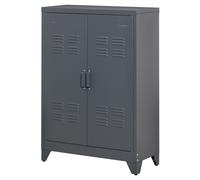 HOMCOM Armadietto Metallico 2 Ante Stile Industriale con 2 Mensole Grigio