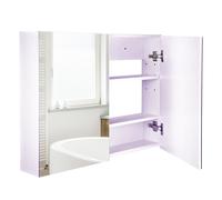 HOMCOM Armadietto Pensile da Bagno con Specchiera e 3 Ripiani in MDF Bianco