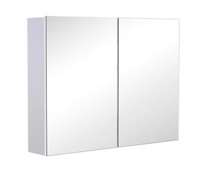 HOMCOM Armadietto Pensile da Bagno Due Ante Frontali con Specchiera e 3 Ripiani Interni MDF Bianco (80 x 60 x 15 cm) Aosom