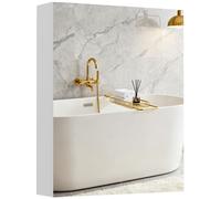 HOMCOM Armadietto Pensile da Bagno MDF Bianco con Specchio 60x15x75cm