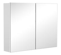 HOMCOM Armadietto Pensile da Bagno MDF Bianco con Specchio (80 x 60 x 15 cm)