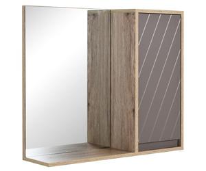 HOMCOM Armadietto Pensile per il Bagno 57 x 14.2 x 49.2cm Grigio e Rovere
