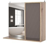 HOMCOM Armadietto Pensile per il Bagno Grigio e Rovere, 57 x 14.2 x 49.2cm