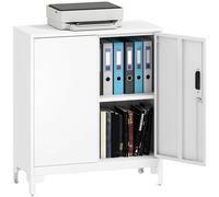 HOMCOM Armadietto per Documenti in Metallo con Serratura Chiave, Armadio da Ufficio con 2 Ante e 2 Ripiani, Mobiletto Portadocumenti, per Casa Studio Ufficio Garage, 80x35x91 cm, Bianco