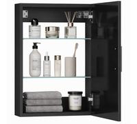 HOMCOM Armadietto per il Bagno da Parete con 3 Ripiani, 40x15x55 cm, Nero
