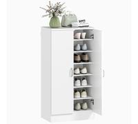 HOMCOM Armadietto per Scarpe con Cerniere Soft-Close, Ripiani Regolabili, Scarpiera a Sette Ripiani per Ingresso, 14 Paia, 55 x 35 x 108 cm, Truciolato, Bianco Aosom Italy