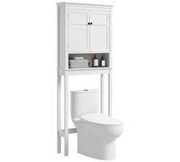 HOMCOM Armadietto per WC Armadietto per lavatrice con scomparto a 2 ante e ripiano regolabile Armadietto per bagno 70x20x175 cm Bianco