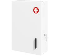 HOMCOM Armadietto Porta Medicinali da Parete 2 Chiavi 40x18x60 cm Bianco | 6 Scomparti, Mobiletto Medicine, Acciaio Laminato, per Soggiorno