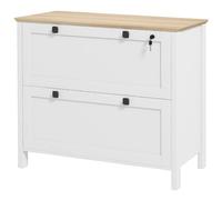 HOMCOM Armadietto Portadocumenti con Serratura, 76x40x76 cm, Bianco | 2 Cassetti, con Chiavi, Mobile Schedario da Ufficio, per Cartelle A4