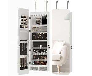 HOMCOM Armadietto Portagioie con Specchio Interno e Luci LED Alto 120cm