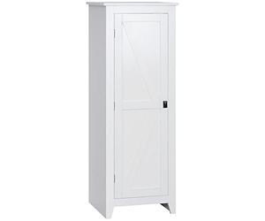 HOMCOM Armadietto portaoggetti a buffet da cucina per bagno, stile classico, con 3 ripiani regolabili, altezza 120 cm, in legno, bianco