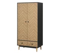 HOMCOM Armadio 2 Ante in Legno 4 Vani 90x50x190cm Grigio Scuro