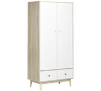 HOMCOM Armadio 2 Ante in Legno con 4 Vani, 2 Cassetti e Appendiabiti