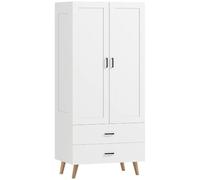 HOMCOM Armadio 2 ante moderno profondo 80x54x180cm Bianco