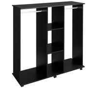 HOMCOM Armadio 2 Appendiabiti 5 Ripiani 6 Ruote, Legno Alluminio, Nero