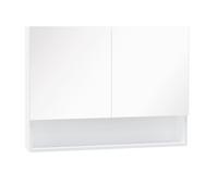 HOMCOM Armadio a Specchio con Luci a LED Ripiano Aperto e Ripiano Interno