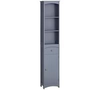 HOMCOM Armadio alto da bagno stretto con 1 cassetto e 3 ripiani aperti colonna da bagno stile moderno per soggiorno WC cucina 34 x 24 x 170 cm grigio