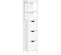 HOMCOM Armadio alto da bagno stretto con 3 cassetti e 2 ripiani aperti colonna da bagno stile moderno per soggiorno WC cucina 30 x 30 x 141,6 cm bianco