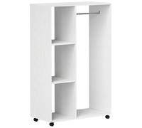 HOMCOM Armadio appendiabiti su ruote con barra e ripiano, 80x40x128 cm, Bianco Aosom Italy