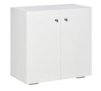 HOMCOM Armadio con due ripiani, credenza in legno, autoportante, Bianco