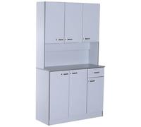 HomCom - Armadio Con Pensili Da Cucina In Legno, Bianco, 101x39x180cm