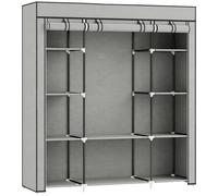 HOMCOM Armadio contenitore appendiabiti in tessuto pieghevole con barra appendiabiti e ripiani, 150 x 43 x 162,5 cm, grigio chiaro Aosom Italy