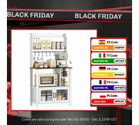 Homcom Armadio da cucina alto, Mobili da cucina ausiliari, con 6 ganci per tazze, 2 ante in vetro, ripiani aperti, Bianco, 80X40X152 cm