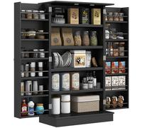 HOMCOM Armadio da Cucina Armadio Dispensa Cucina con 2 Ante e 16 Ripiani Credenza Moderna con Ripiani Regolabili per Sala da Pranzo Soggiorno 60x30x104 cm, Nero