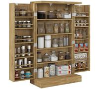 HOMCOM Armadio da cucina Armadio dispensa da cucina con 2 ante in rattan e 16 ripiani Armadio da cucina moderno con ripiani regolabili per sala da pranzo soggiorno 60x30x104 cm Naturale