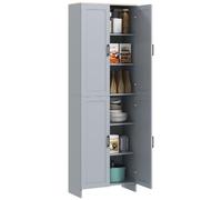 HOMCOM Armadio da cucina autonomo 170cm Grigio | 4 ante, ripiani regolabili, dispensa moderna da cucina, per sala da pranzo.