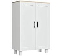 HOMCOM Armadio da soggiorno moderno con 2 ante ripiani regolabili e base rialzata per cucina sala da pranzo, corridoio, camera da letto, dispositivo antiribaltamento, 60 x 30 x 90 cm, bianco