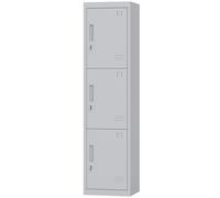 HOMCOM Armadio da Ufficio a 3 Porte Indipendenti in Acciaio Bianco