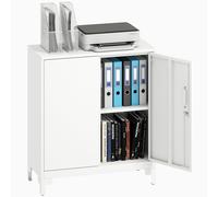 HOMCOM Armadio da ufficio in metallo, porte chiudibili, cassettiera da ufficio, design a 2 livelli, Bianco Aosom Italy