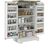 HOMCOM Armadio dispensa cucina armadio da cucina con 2 ante e 16 ripiani armadio rustico con ripiani regolabili per sala da pranzo, soggiorno, 60 x 40 x 104 cm, crema