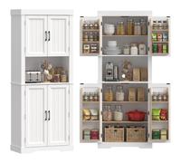 HOMCOM Armadio Dispensa Cucina con Vano Microonde 183 cm, 4 Ante, Bianco