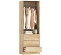 HOMCOM Armadio Guardaroba con Asta, Ripiano Aperto e 3 Cassetti color Teak