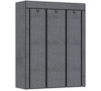 HOMCOM Armadio Guardaroba in Tessuto 8 Ripiani e 2 Barre 125x43x162.5cm Nero