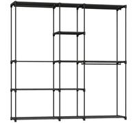 HOMCOM Armadio Guardaroba in Tessuto con 8 Ripiani e 3 Aste per Appendere, 182x43x185 cm, Nero Aosom Italy