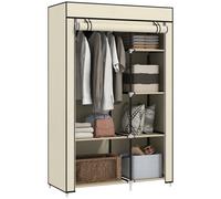 HOMCOM Armadio Guardaroba Portatile con 6 Ripiani e Barra Appendiabiti Crema