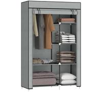 HOMCOM Armadio Guardaroba Portatile con 6 Ripiani e Barra Appendiabiti Nero