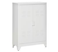 HOMCOM Armadio in Metallo con 2 Porte e 2 Ripiani Regolabili Mobile Multifunzione per Ufficio Salotto Camera da Letto 75x33x110cm Bianco Aosom Italy