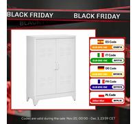 Homcom Armadio in Metallo con 2 Porte e 2 Ripiani Regolabili Mobili Multiuso per Ufficio Soggiorno Camera da Letto 75X33X110Cm Bianco