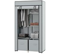 HOMCOM Armadio in tessuto 1 asta appendiabiti, 2 cassetti, 83 x 42.5 x 162,5 cm, Grigio Aosom Italy