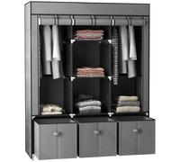 HOMCOM Armadio in Tessuto con Ripiani e Cassetti 125x43x162.5cm Nero