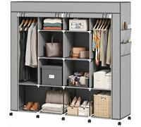 HOMCOM Armadio in Tessuto con Ruote e Copertura Antipolvere, Grigio Scuro