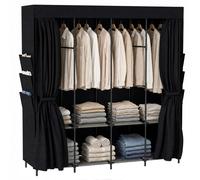 HOMCOM Armadio in Tessuto Salvaspazio, 170x45x167 cm, Nero