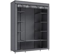 HOMCOM Armadio in Tessuto Salvaspazio, 11 Ripiani, 135x45x175 cm, Grigio
