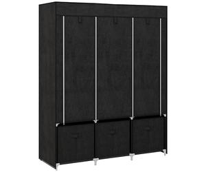 HOMCOM Armadio in Tessuto Salvaspazio, Guardaroba Pieghevole con Ripiani e Cassetti, Ante Avvolgibili con Zip, 125x43x162.5cm, Nero